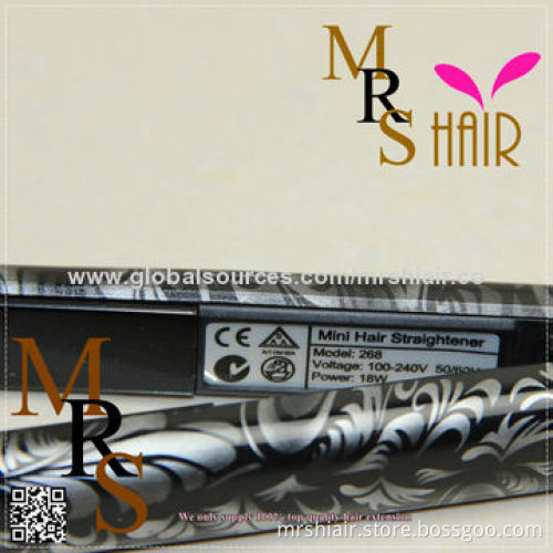Mini hair straightening irons professional titanium ceramic flat electronic heating plate